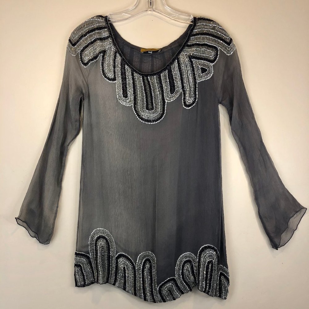 FARAHKHAN 💎Sz. XS hand beaded 100% silk dress